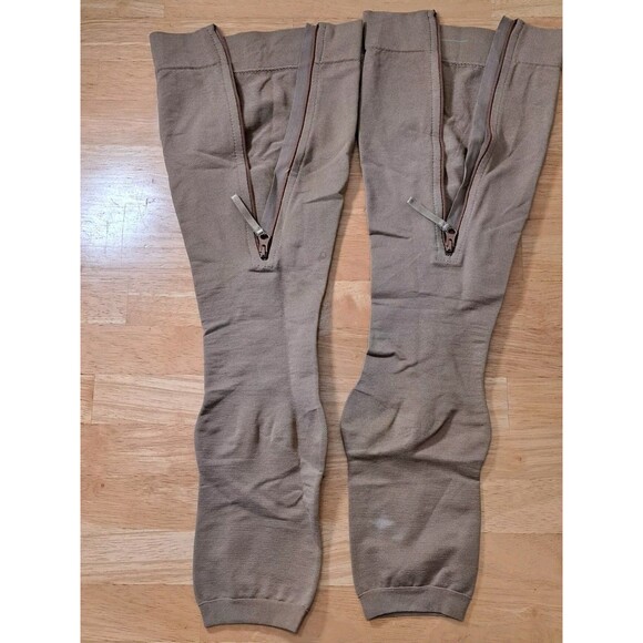 Lemon Hero Health Open Toe Zippered Compression Socks 20-30 mmHg Nude Beige 5XL - Picture 5 of 9